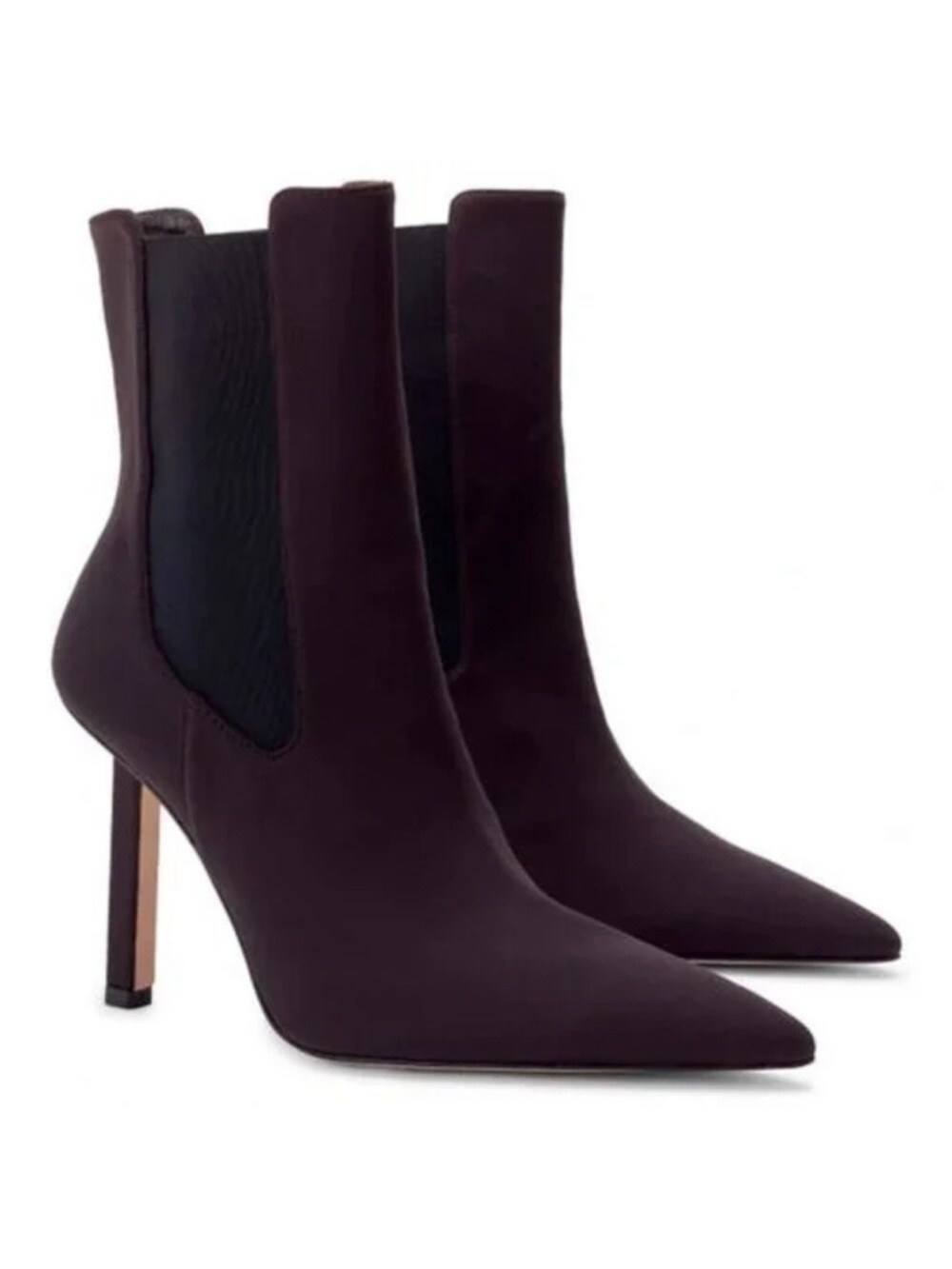Good American Pointed Toe Chelsea Bootie in Neoprene Chocolate